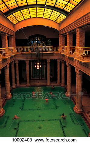 Hungary, Budapest, Gellert Hotel Bath, indoor swimming pool View Large Photo Image Stock Photo - Hungary, Budapest, Gellert Hotel Bath, indoor swimming pool. Fotosearch