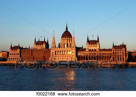 Hungary, Budapest, Parliament at sunset View Large Photo Image Stock Photo - Hungary, Budapest, Parliament at sunset. Fotosearch
