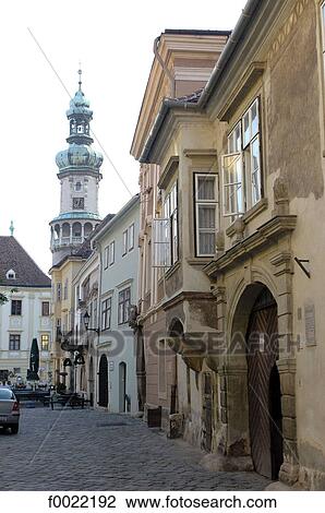 Stock Image - Hungary, Sopron, Fö tér Place, Fire Tower. Fotosearch