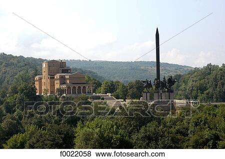 Stock Photo - Bulgaria, Veliko Tarnovo, Fine Arts Museum and monument of the Assens. Fotosearch