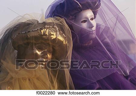 Stock Image - Italy, Venice, Carnival mask. Fotosearch