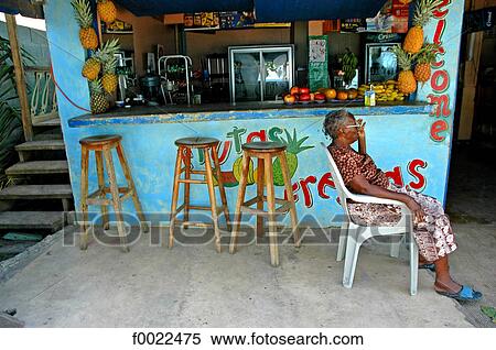 Stock Photography - Costa Rica, Caribbean coast, Puerto Viejo, local cafe. Fotosearch