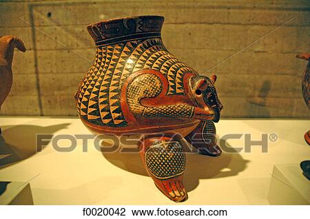 Stock Image - Costa Rica, San José, National Museum, Indian piece of pottery. Fotosearch