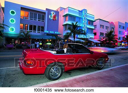 Stock Photography - Florida, Miami Beach, Art Deco hotel. Fotosearch