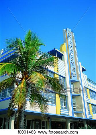 Stock Image - Florida, Miami Beach, Ocean Drive, Art Deco neighborhood. Fotosearch