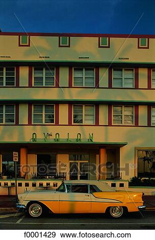 Stock Photo - Florida, Miami Beach, Ocean Drive, Art Deco hotel. Fotosearch