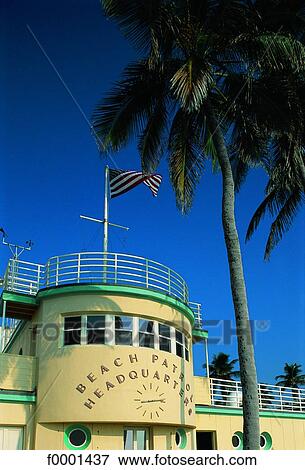 Stock Photo - Florida, Miami Beach, Ocean Drive, rescuers' building. Fotosearch