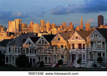 Stock Photo - California, San Francisco, Alamo Square, Victorian houses. Fotosearch