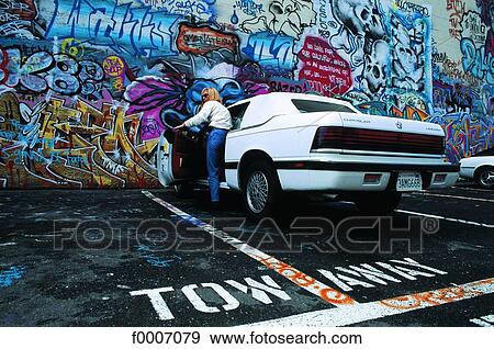 California, San Francisco, car parked near graffiti View Large Photo Image Stock Photo - California, San Francisco, car parked near graffiti. Fotosearch
