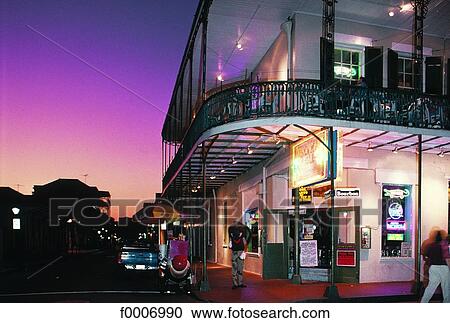 Stock Image - Louisiana, New Orleans, French Quarter at night. Fotosearch