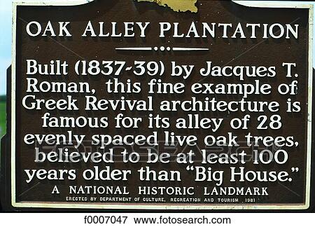 Louisiana, Vacherie, sign on Oak Alley View Large Photo Image Stock Photo - Louisiana, Vacherie, sign on Oak Alley. Fotosearch
