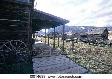 Stock Image - Wyoming, ghost town near Cody. Fotosearch