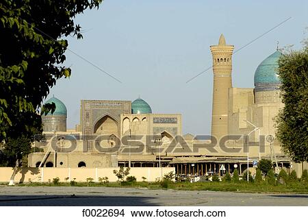 Uzbekistan, Bukhara, Kalyan minaret and Mir-i-Arab Madrasah View Large Photo Image Picture - Uzbekistan, Bukhara, Kalyan minaret and Mir-i-Arab Madrasah. Fotosearch