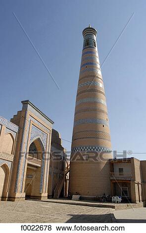 Uzbekistan, Khiva, minaret and Islam Khodja Madrasah View Large Photo Image Stock Photo - Uzbekistan, Khiva, minaret and Islam Khodja Madrasah. Fotosearch