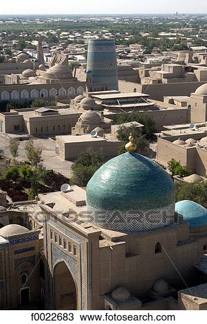 Uzbekistan, Khiva, Pahlavan Mausoleum and Kalta Minor minaret View Large Photo Image Stock Image - Uzbekistan, Khiva, Pahlavan Mausoleum and Kalta Minor minaret. Fotosearch