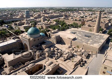 Uzbekistan, Khiva, view from the Islam Khodja minaret View Large Photo Image Stock Image - Uzbekistan, Khiva, view from the Islam Khodja minaret. Fotosearch