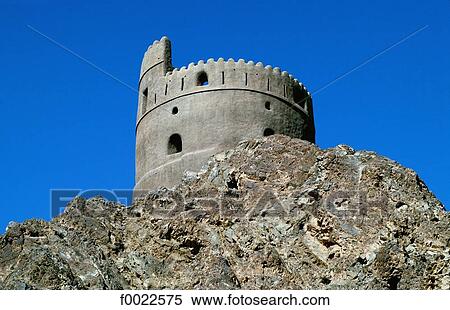 Oman, Muscat, Mutrah area, watch tower View Large Photo Image Stock Photography - Oman, Muscat, Mutrah area, watch tower. Fotosearch