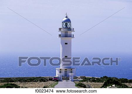 Spain, Balearic Islands, Formentera, Cabo Berberia, lighthouse View Large Photo Image Picture - Spain, Balearic Islands, Formentera, Cabo Berberia, lighthouse. Fotosearch