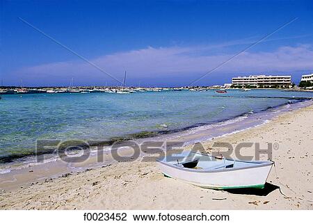 Spain, Balearic Islands, Formentera, Estany des Peix, boat View Large Photo Image Stock Image - Spain, Balearic Islands, Formentera, Estany des Peix, boat. Fotosearch