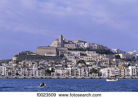 Spain, Balearic Islands, Ibiza, Dalt Vila View Large Photo Image Stock Photo - Spain, Balearic Islands, Ibiza, Dalt Vila. Fotosearch