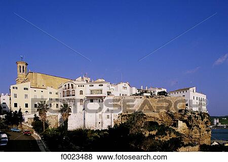 Spain, Balearic Islands, Minorca, Mahon, city and St Mary's church View Large Photo Image Stock Photo - Spain, Balearic Islands, Minorca, Mahon, city and St Mary's church. Fotosearch
