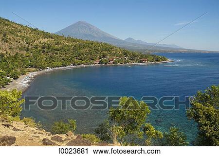 Indonesia, Bali, Amed, beach and Mount Batur View Large Photo Image Stock Image - Indonesia, Bali, Amed, beach and Mount Batur. Fotosearch