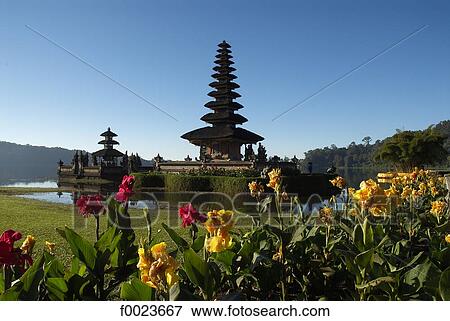 Indonesia, Bali, Bedugul, Ulu Danu Temple View Large Photo Image Stock Photo - Indonesia, Bali, Bedugul, Ulu Danu Temple. Fotosearch