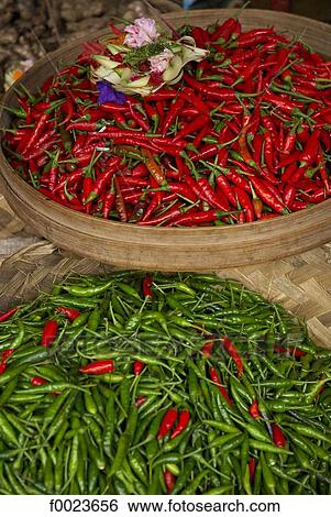 Stock Photograph - Indonesia, Bali, Ubud, market, peppers. Fotosearch