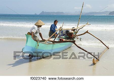 Indonesia, Lombok, Kuta Beach, outrigger View Large Photo Image Stock Image - Indonesia, Lombok, Kuta Beach, outrigger. Fotosearch