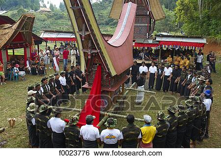 Stock Photograph - Indonesia, Sulawesi, Tana Toraja, funeral ceremony. Fotosearch