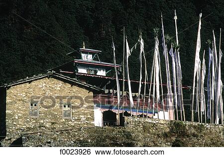 Stock Photograph - Nepal, Helambu, Melamchi Gaon, monastery. Fotosearch