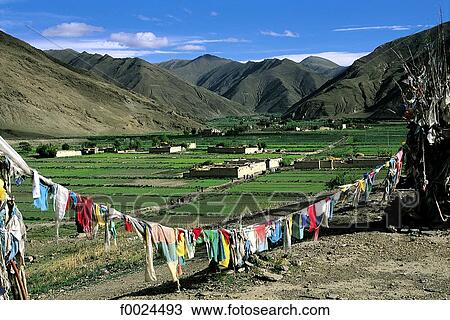 China, Tibet, Chongye, prayer flags View Large Photo Image Stock Image - China, Tibet, Chongye, prayer flags. Fotosearch