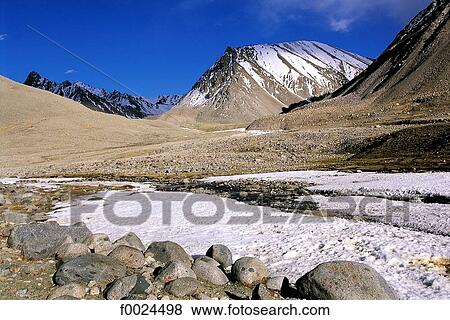 Stock Photo - China, Tibet, Lha Chu Valley, the river of gods. Fotosearch