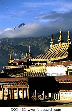 China, Tibet, Lhasa, Jokhang Monastery, view of roofs View Large Photo Image Stock Image - China, Tibet, Lhasa, Jokhang Monastery, view of roofs. Fotosearch