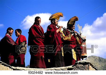 China, Tibet, monks during ceremony View Large Photo Image Stock Image - China, Tibet, monks during ceremony. Fotosearch