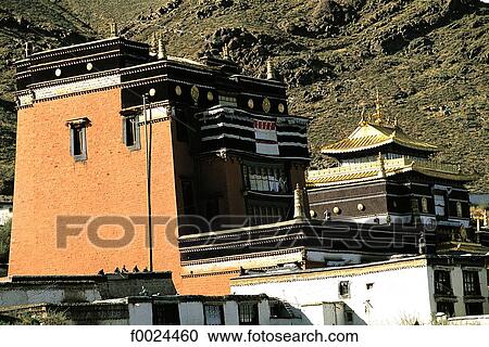 Stock Image - China, Tibet, Shigatse, Tashilhunpo Monastery. Fotosearch