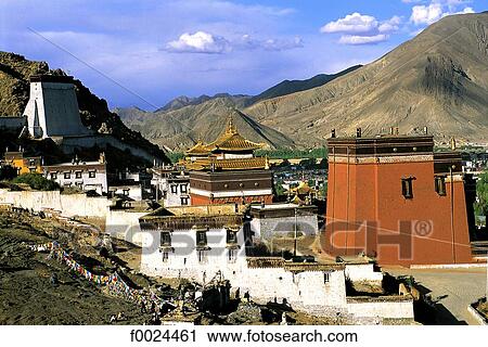 China, Tibet, Shigatse, Tashilhunpo Monastery View Large Photo Image Stock Image - China, Tibet, Shigatse, Tashilhunpo Monastery. Fotosearch