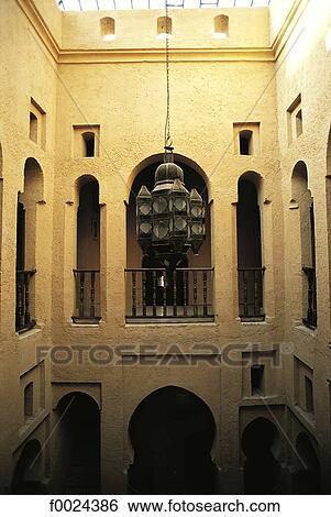 Stock Photograph - Morocco, Chefchaouen, medina, traditional patio. Fotosearch