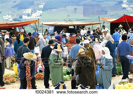 Stock Image - Morocco, Ksar-es-Sghir, souk. Fotosearch