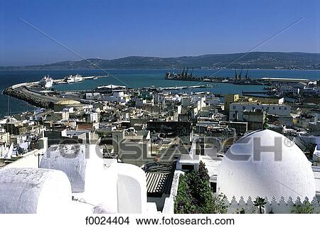 Morocco, Tangier, general view of the harbour View Large Photo Image Picture - Morocco, Tangier, general view of the harbour. Fotosearch