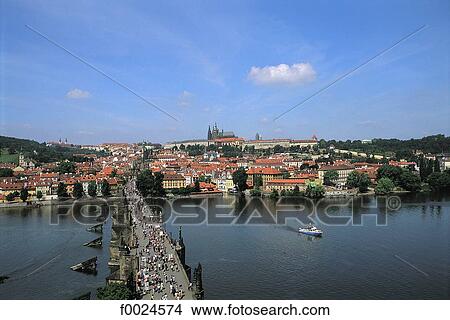 Czech Republic, Prague, general view of Charles Bridge View Large Photo Image Picture - Czech Republic, Prague, general view of Charles Bridge. Fotosearch