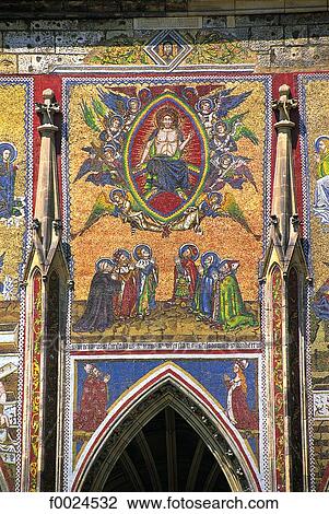 Stock Image - Czech Republic, Prague, Saint Vitus Cathedral, mosaic of the Golden Gate. Fotosearch