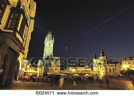 Czech Republic, Prague, Staromestske Namesti Square, city hall at night View Large Photo Image Stock Image - Czech Republic, Prague, Staromestske Namesti Square, city hall at night. Fotosearch
