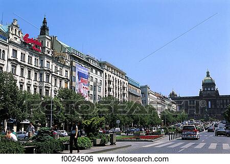 Czech Republic, Prague, Wenceslas avenue and National Museum View Large Photo Image Stock Photograph - Czech Republic, Prague, Wenceslas avenue and National Museum. Fotosearch