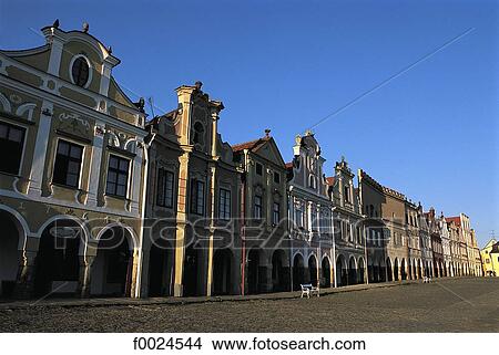 Picture - Czech Republic, Telc, typical dwellings lining the main square. Fotosearch
