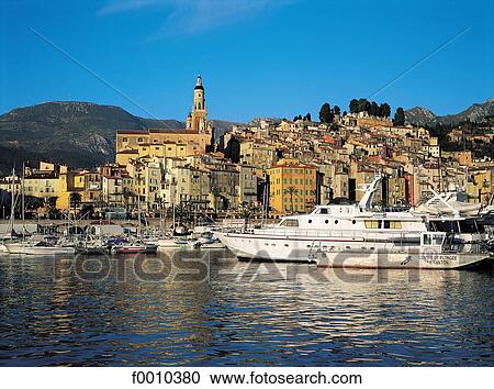 France, French Riviera, Menton, old city and harbour View Large Photo Image Stock Image - France, French Riviera, Menton, old city and harbour. Fotosearch