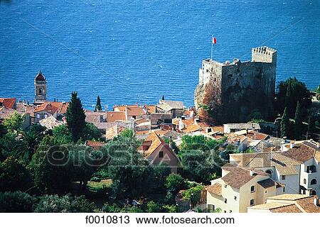 France, French Riviera, Roquebrune, village and dongeon View Large Photo Image Stock Image - France, French Riviera, Roquebrune, village and dongeon. Fotosearch