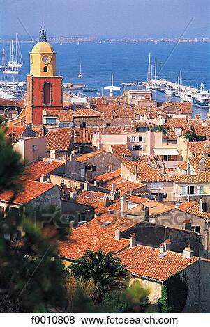 France, French Riviera, Saint Tropez, bay and village View Large Photo Image Stock Photo - France, French Riviera, Saint Tropez, bay and village. Fotosearch