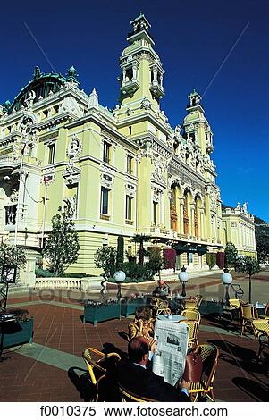 Stock Photography - Principality of Monaco, casino and cafe terrace. Fotosearch