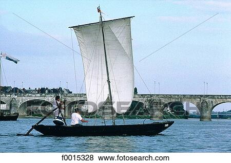 France, Pays de la Loire, Saumur, traditional boat View Large Photo Image Stock Photo - France, Pays de la Loire, Saumur, traditional boat. Fotosearch